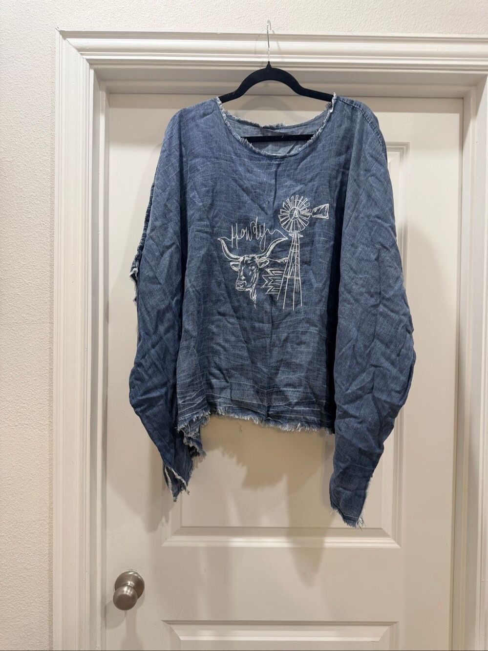 NWT 2 Fly Co Western Rodeo Cowgirl Graphic Print Oversized Top Shirt One Size